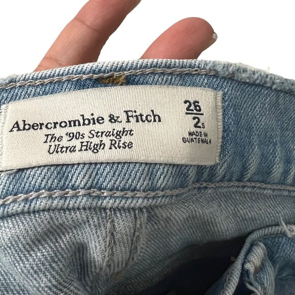 Abercrombie Fitch Light Wash Crossover 90s Straight Ultra High Rise Jeans 26 - Picture 6 of 6